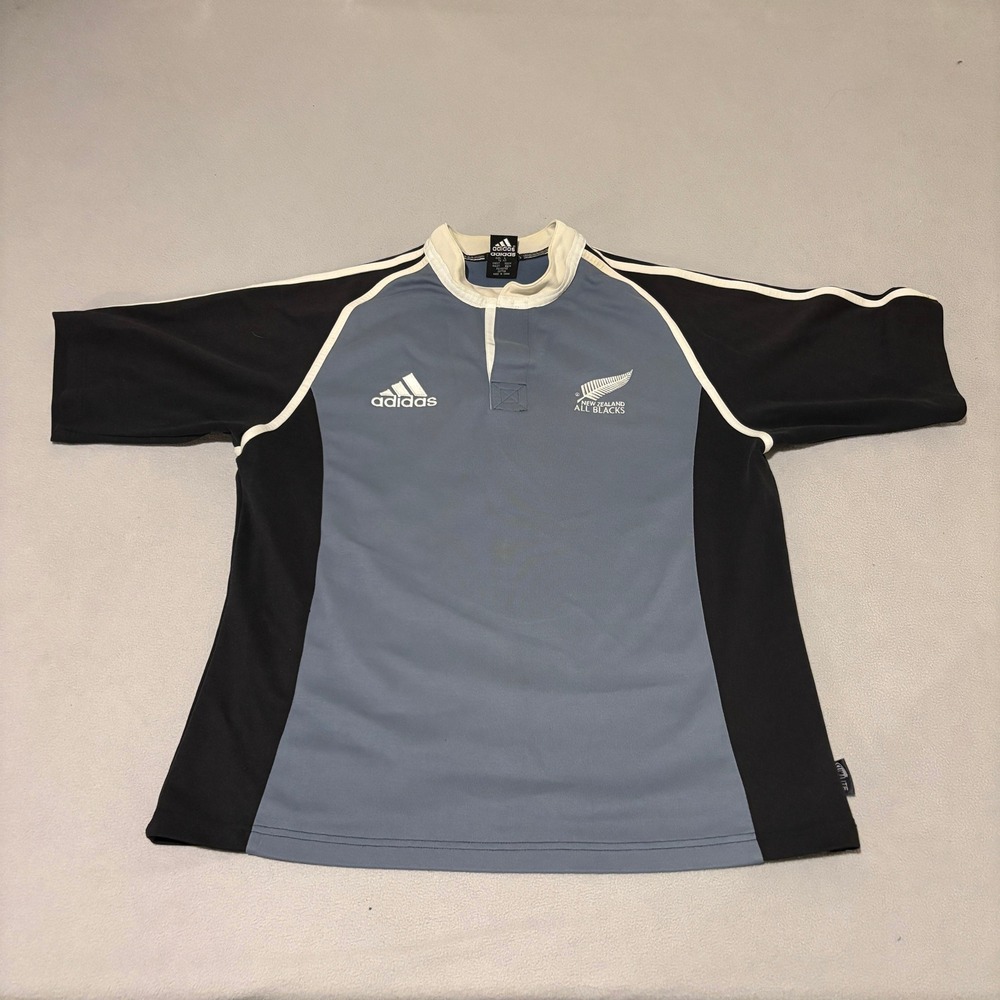 Adidas New Zealand All Blacks Rugby Jersey Blue Black Mens Large 2001 Fashion
